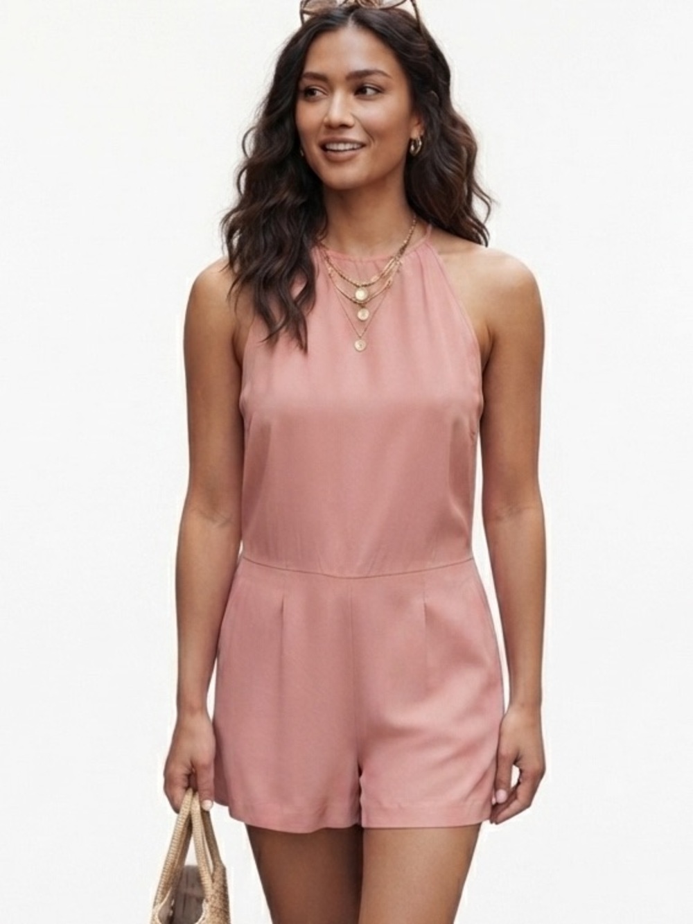 Babaton Aritzia NWOT Soft Pink Halter-Neck Sleeveless Romper Size 6